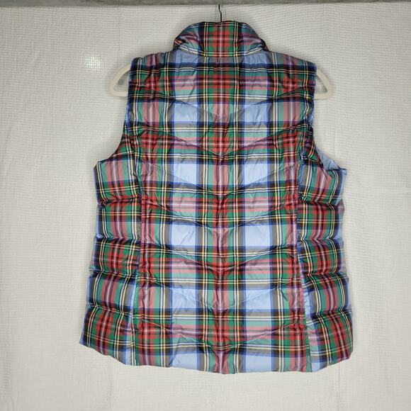 Lands' End Vest Womens Medium Puffer 600 Fill Down Feather Plaid - Picture 2 of 8